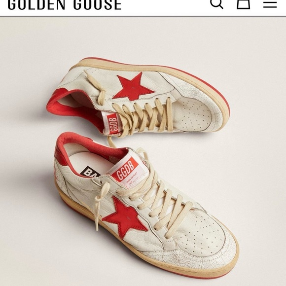 Golden Goose Women's Ball Star in white leather with red star and heel tab Sz 42 - Picture 14 of 15
